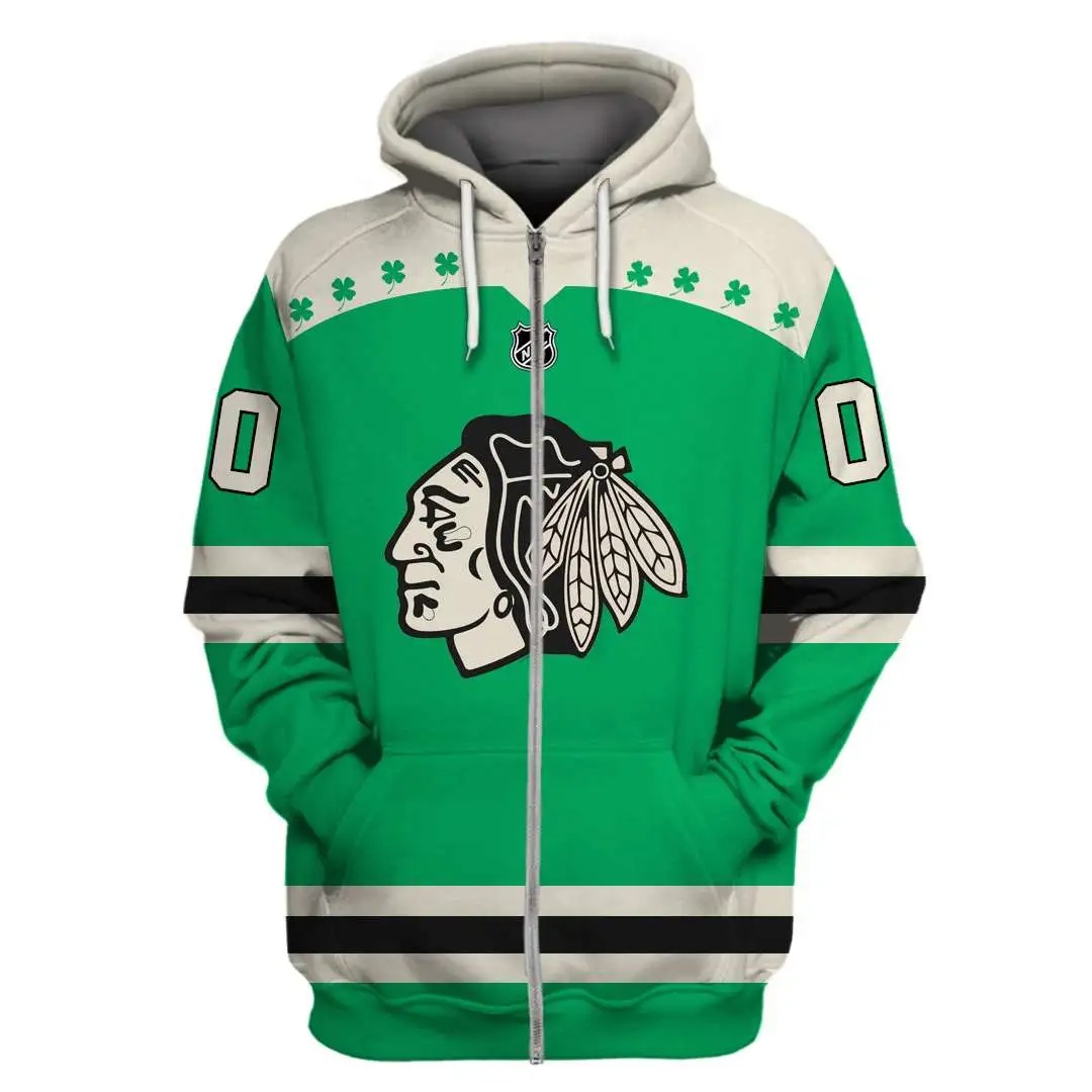 Personalized Chicago Blackhawks NHL 3d full printing zip hoodie