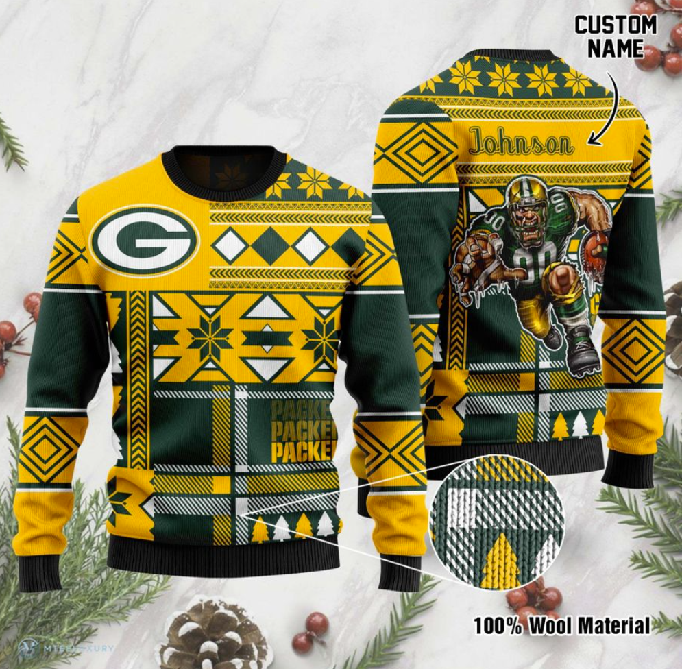 Personalized Green Bay Packers ugly sweater