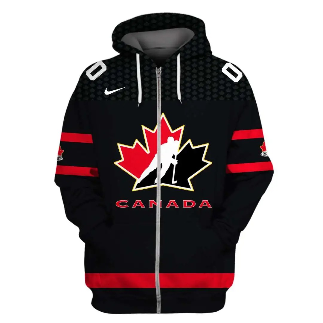 Personalized Hockey Canada 3d full printing zip hoodie