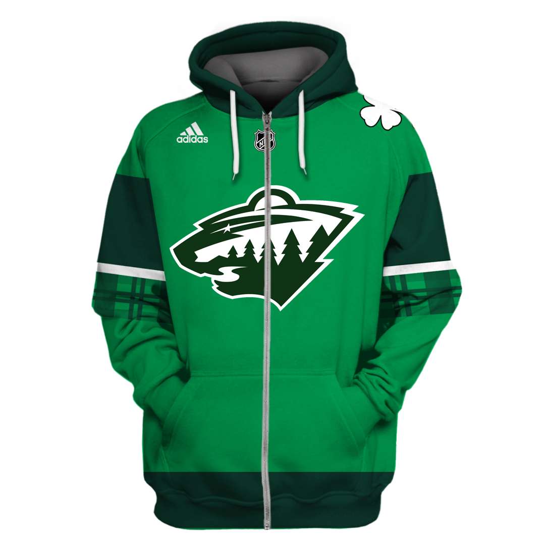 Personalized Minnesota Wild NHL 3d full printing zip hoodie