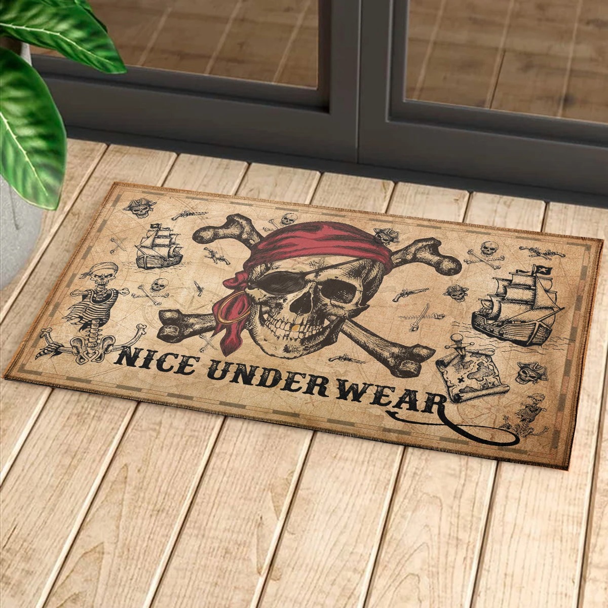 Pirate skull and crossbones nice underwear doormat 1