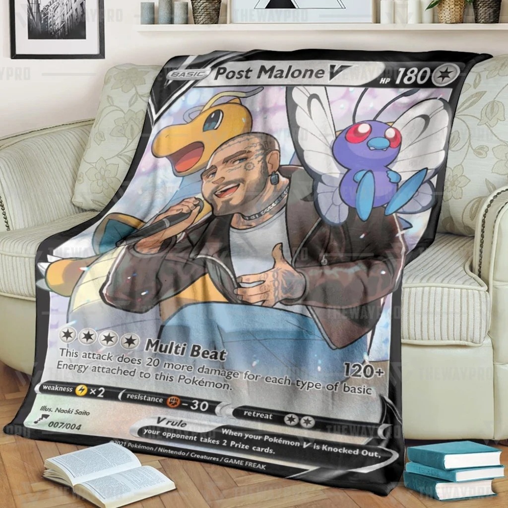 Pokemon Post Malone fleece blanket 1