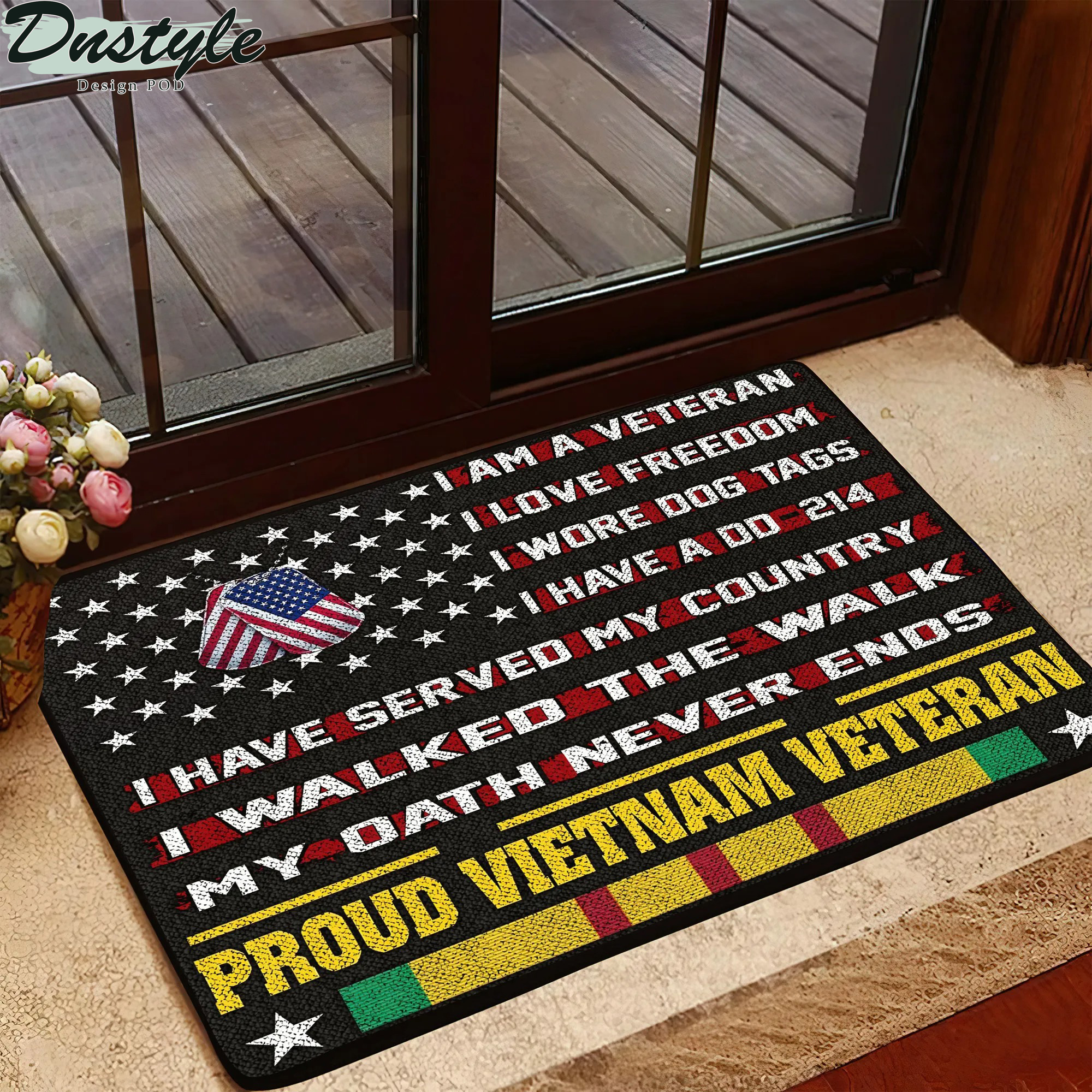 Proud Vietnam Veteran I am a veteran I love freedom doormat