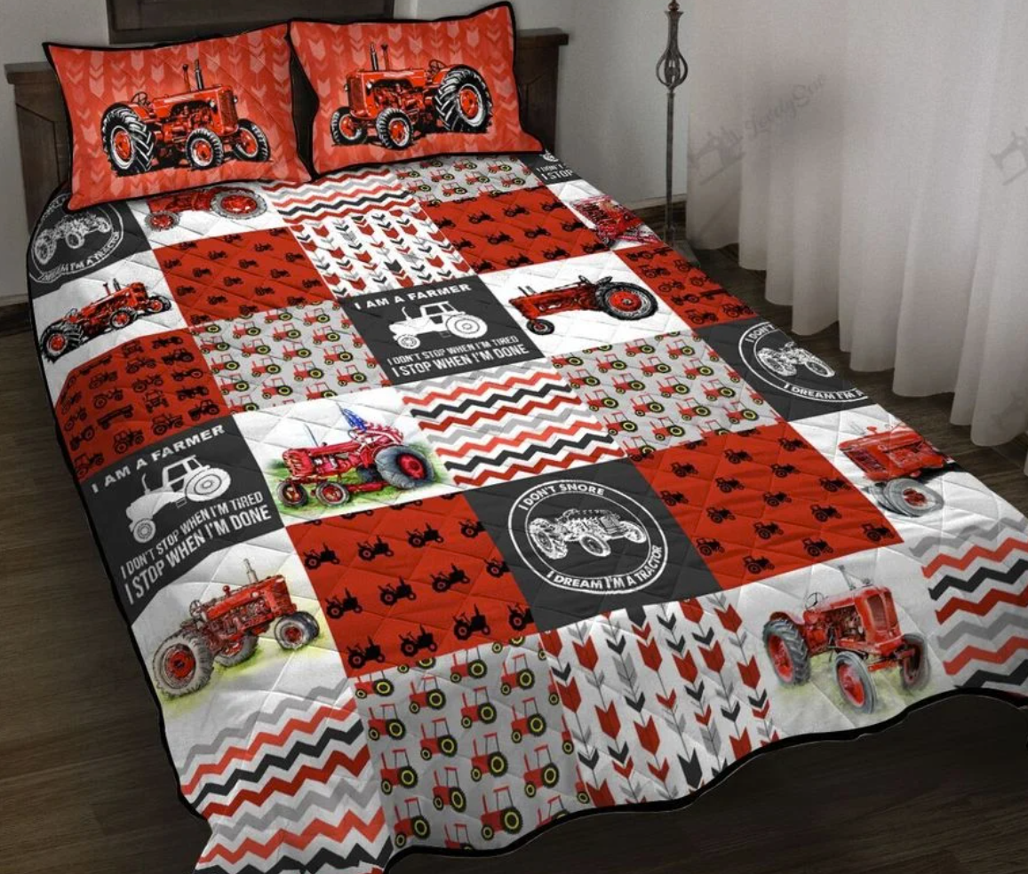Red tractor i am a farmer bedding set