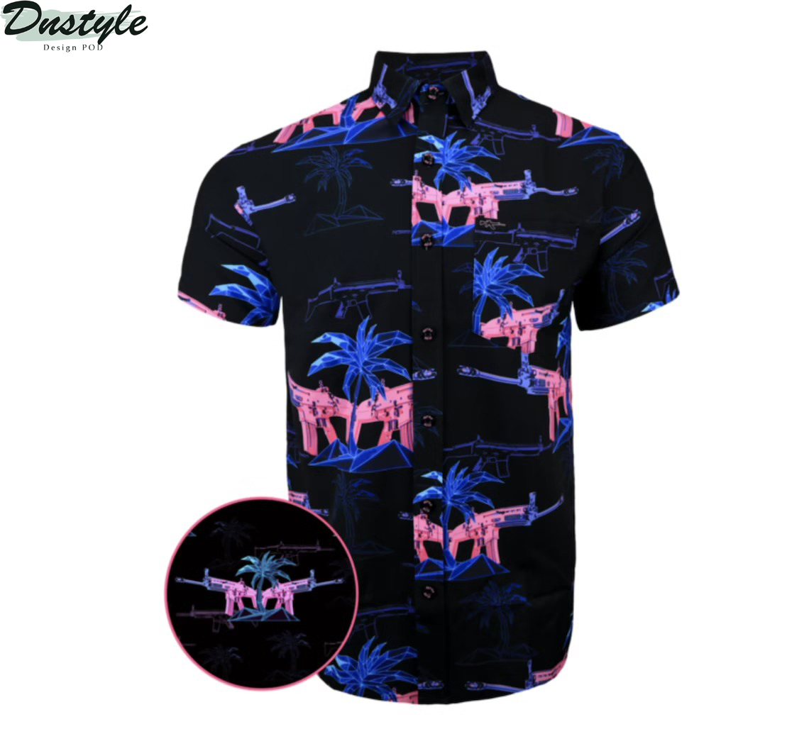 Second Amendment Miami Vice Themed Hawaiian Shirt