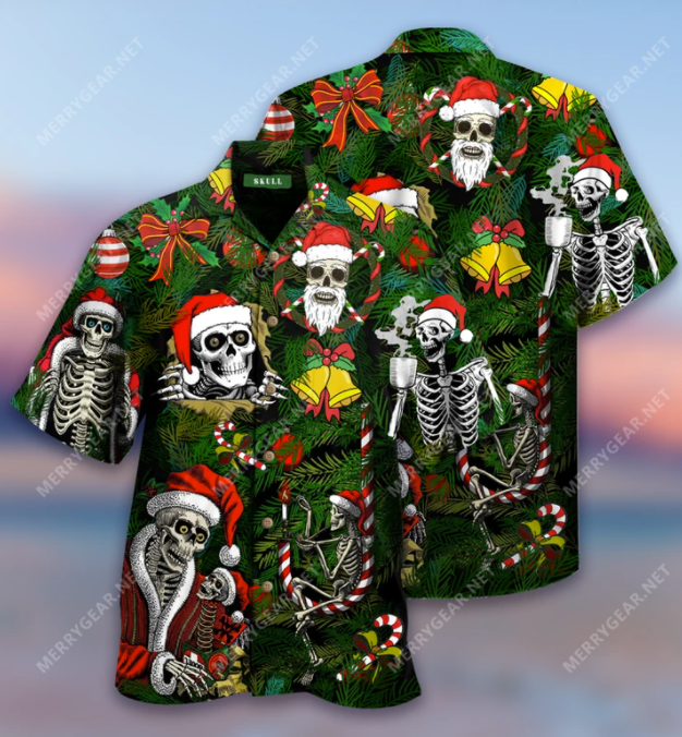 Skeleton Santa Claus hawaiian shirt