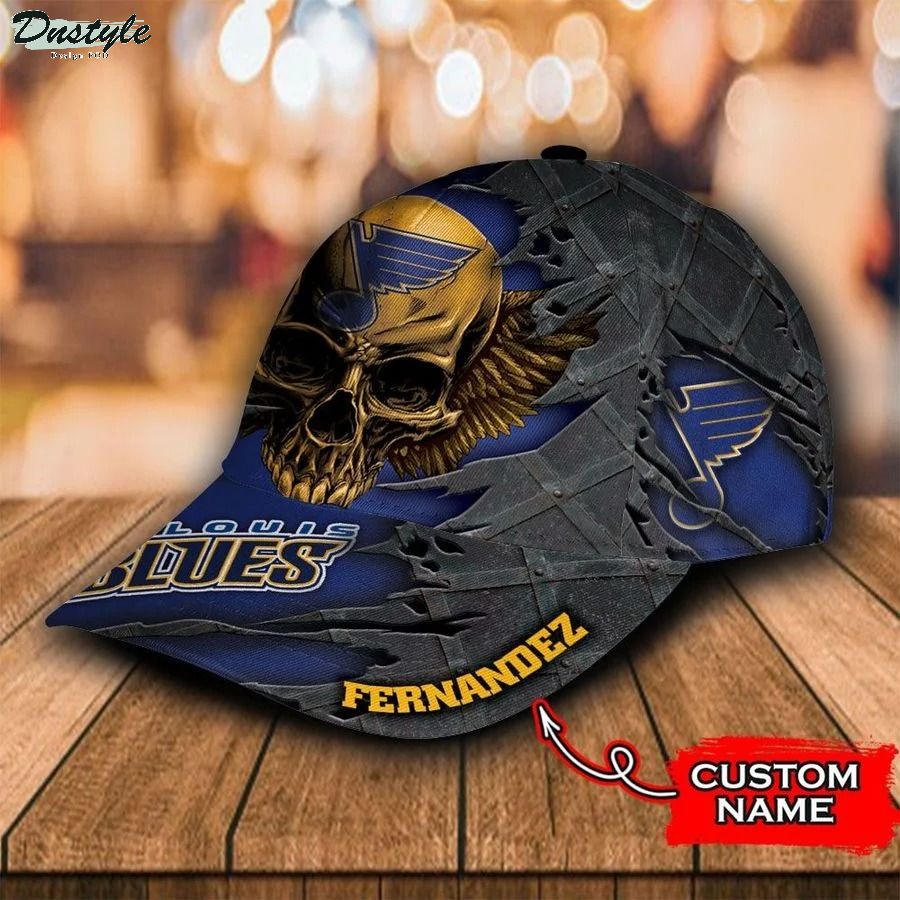 St. Louis Blues skull NHL Custom Name Classic Cap 2