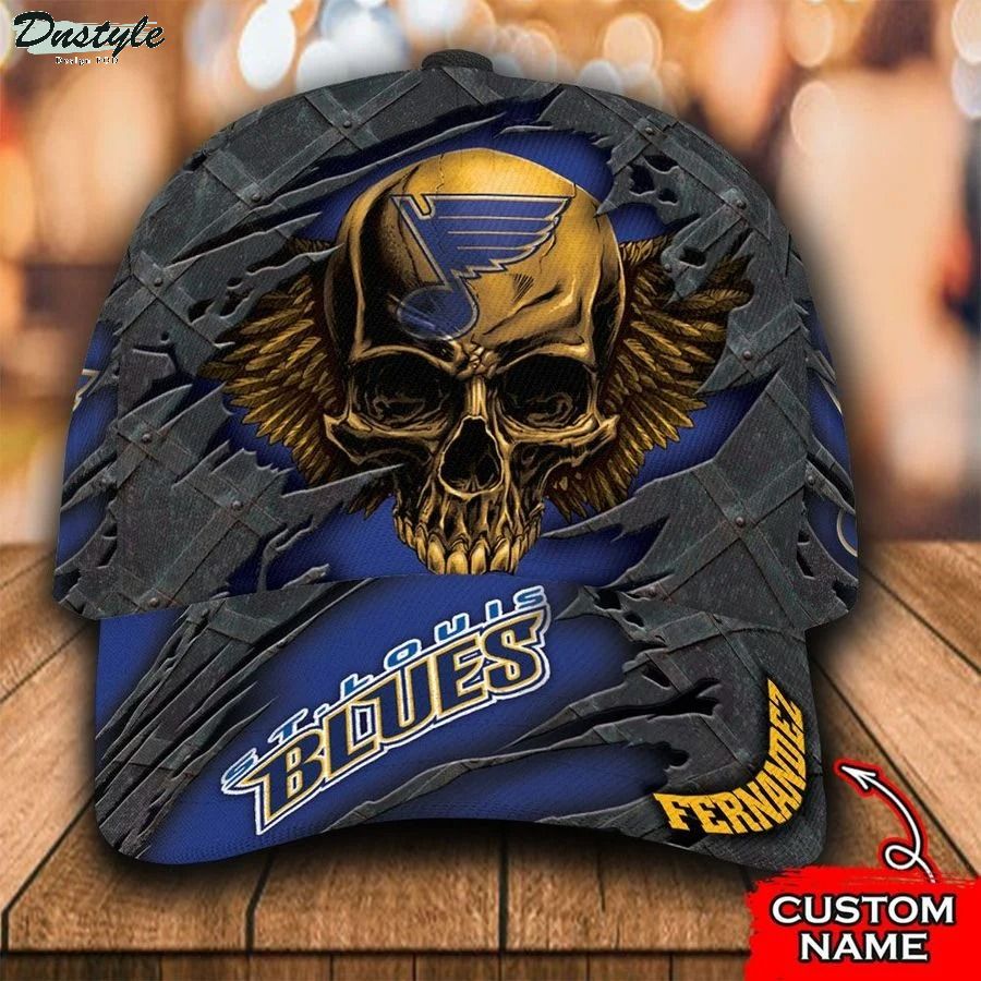 St. Louis Blues skull NHL Custom Name Classic Cap