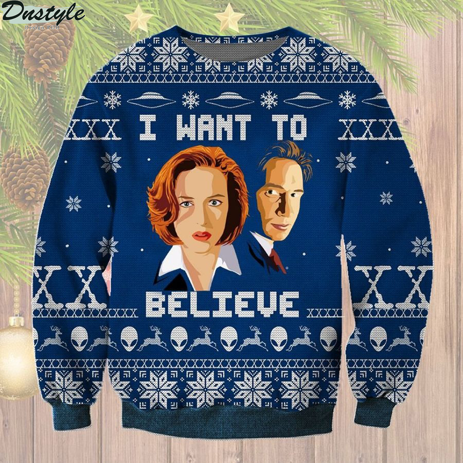 The X-Files I want to believe Blue 3D Printed Ugly Sweatshirt
