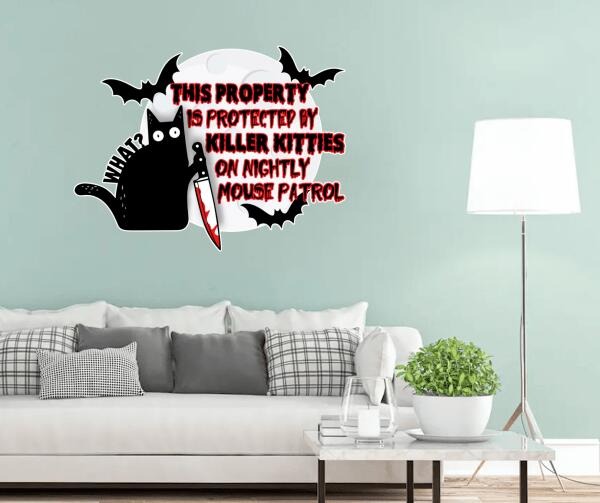 This Property Is Protected By Killer Kitties On Nightly Mouse Patrol Metal Sign 2