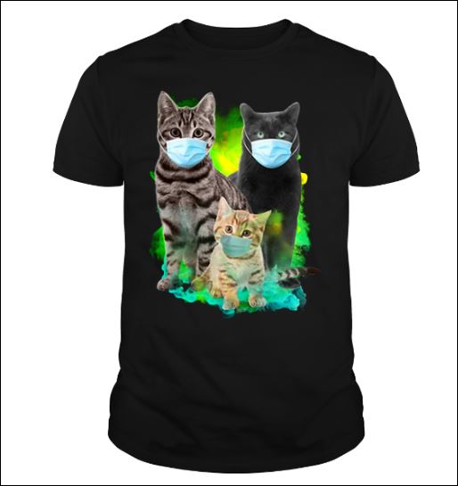 Three cats wearing mask shirt