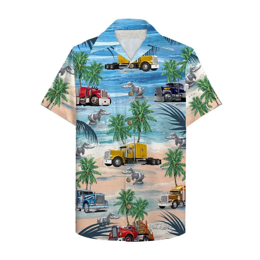 Trucker semitruck aloha hawaiian shirt 2