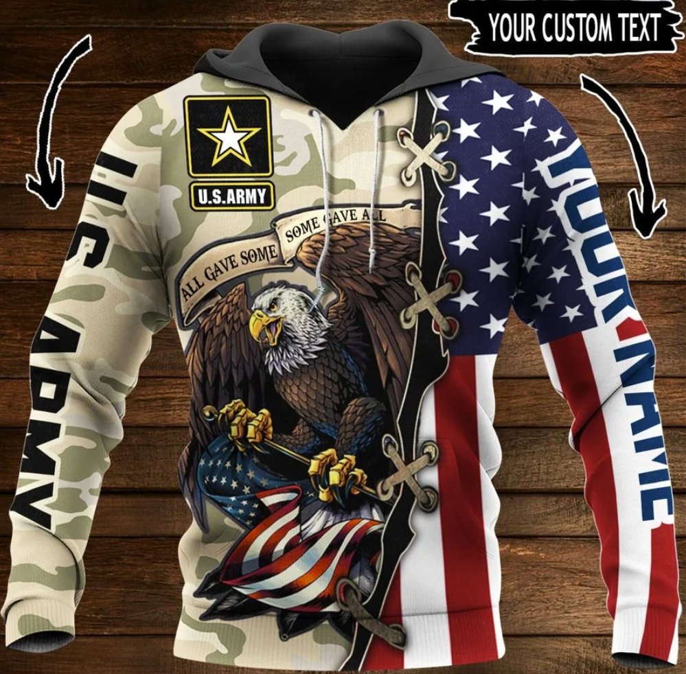 US Army all gave some some gave all all over printed 3D hoodie