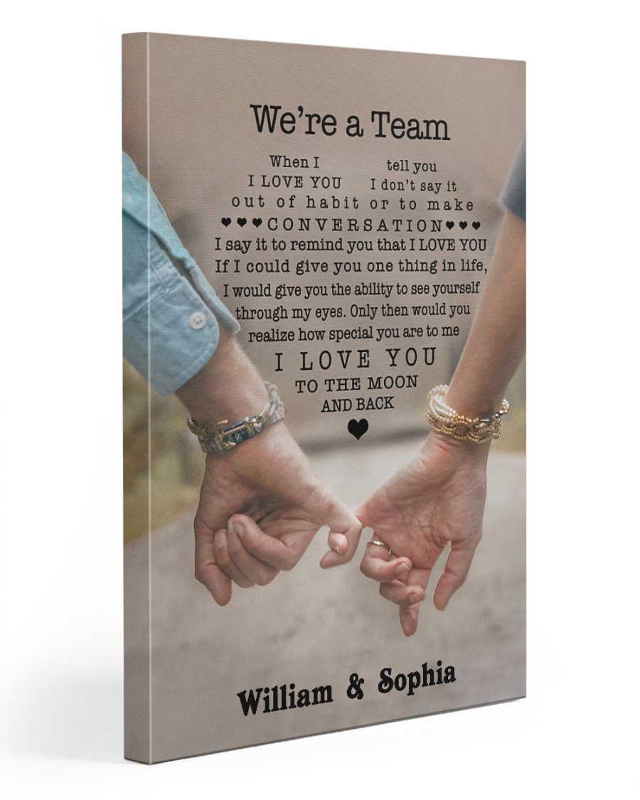 Personalized custom name we're a team I love you forever husband canvas