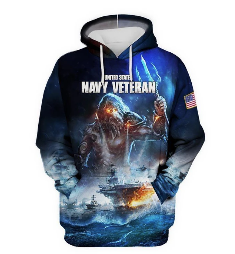 United State navy veteran all over printed 3D hoodie