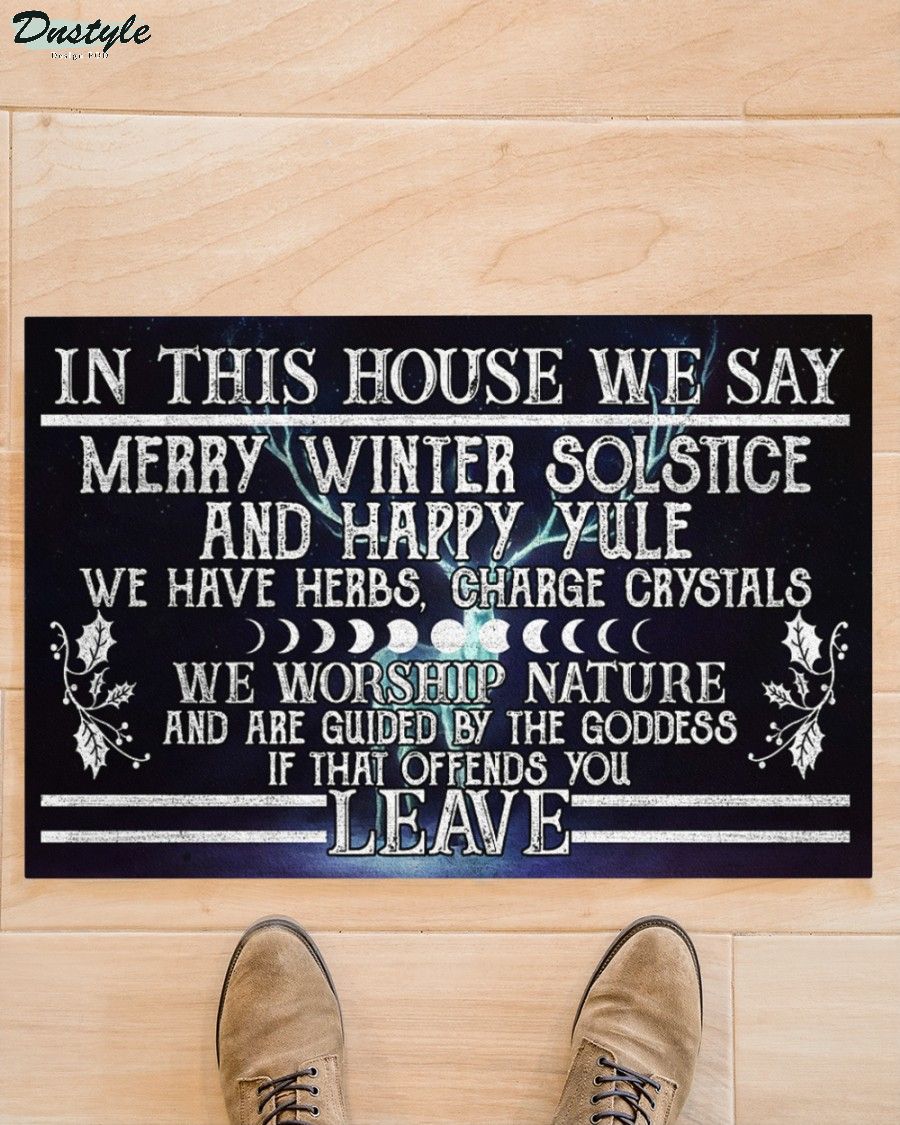 Witch in this house we say merry winter solstice and happy yule doormat 2