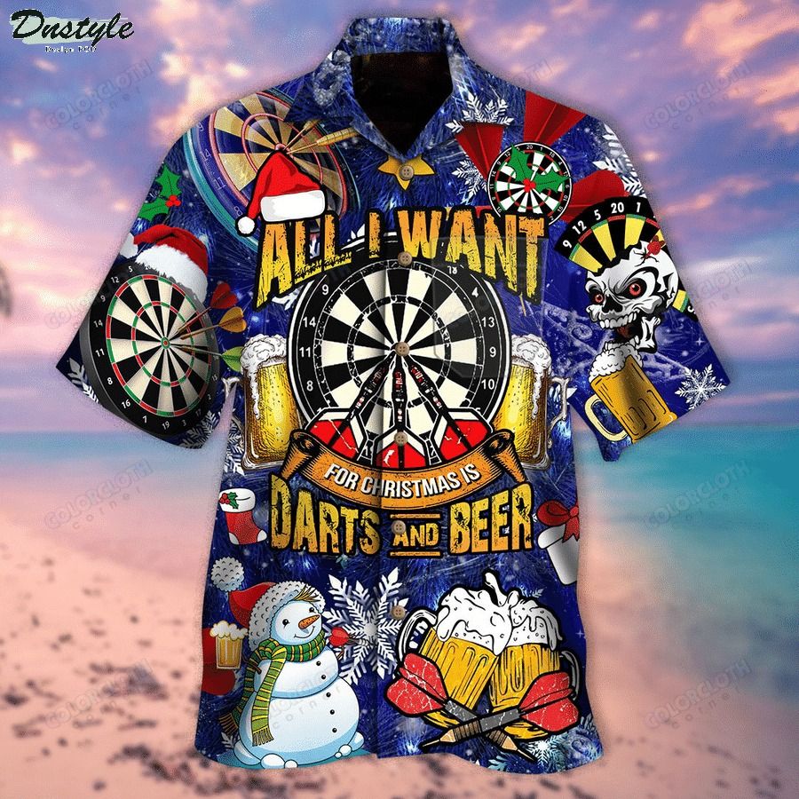 All i want for christmas is darts and beer hawaiian shirt