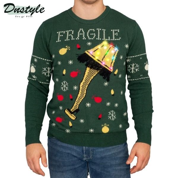 A Christmas Story Fragile Leg Lamp Light Up Ugly Christmas Sweater 1