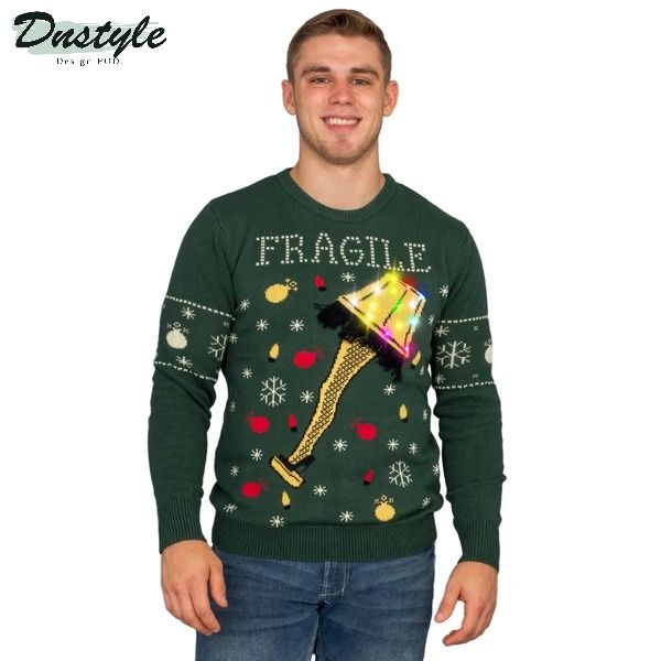 A Christmas Story Fragile Leg Lamp Light Up Ugly Christmas Sweater