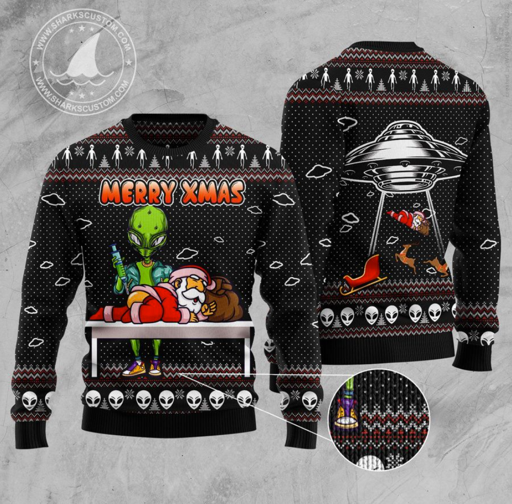 Alien merry xmas ugly sweater