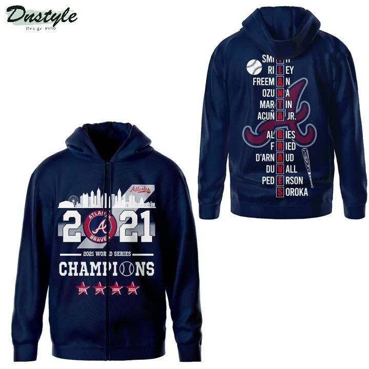 Atlanta Braves 2021 world series champions 3d printed zip hoodie