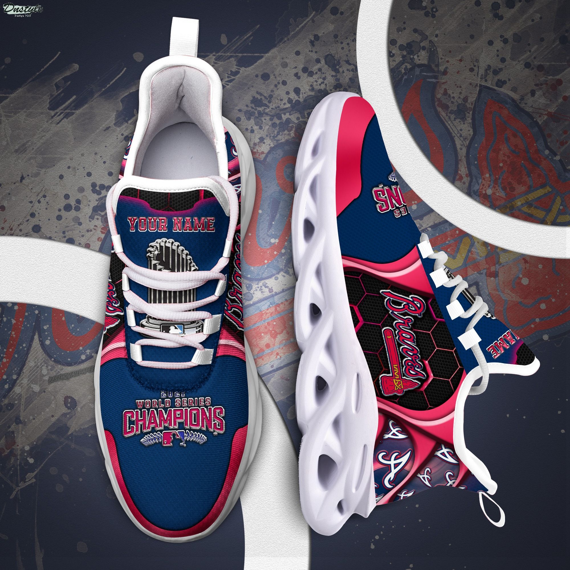 Atlanta Braves Champions 2021 World Series Champions Clunky Sneakers Max Soul Shoes