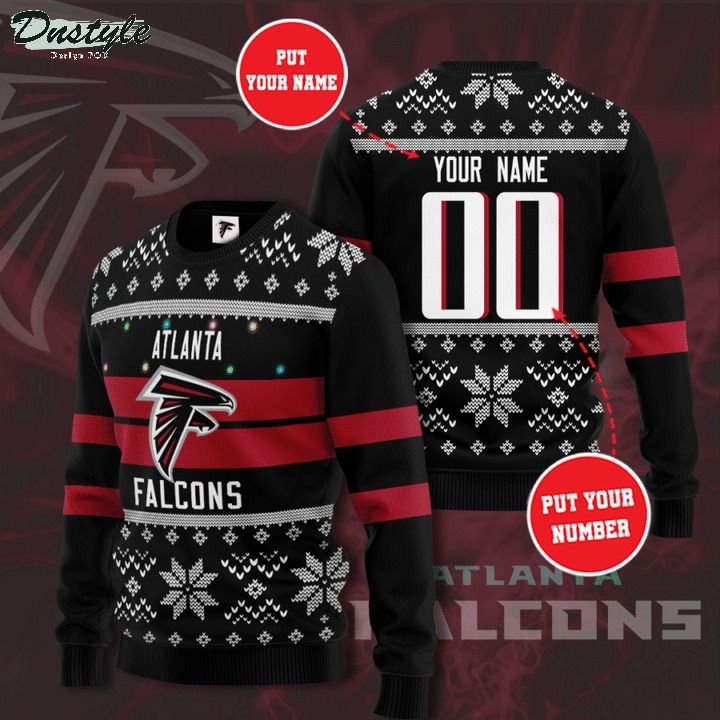 Atlanta Falcons NFL custom name and number ugly christmas sweater