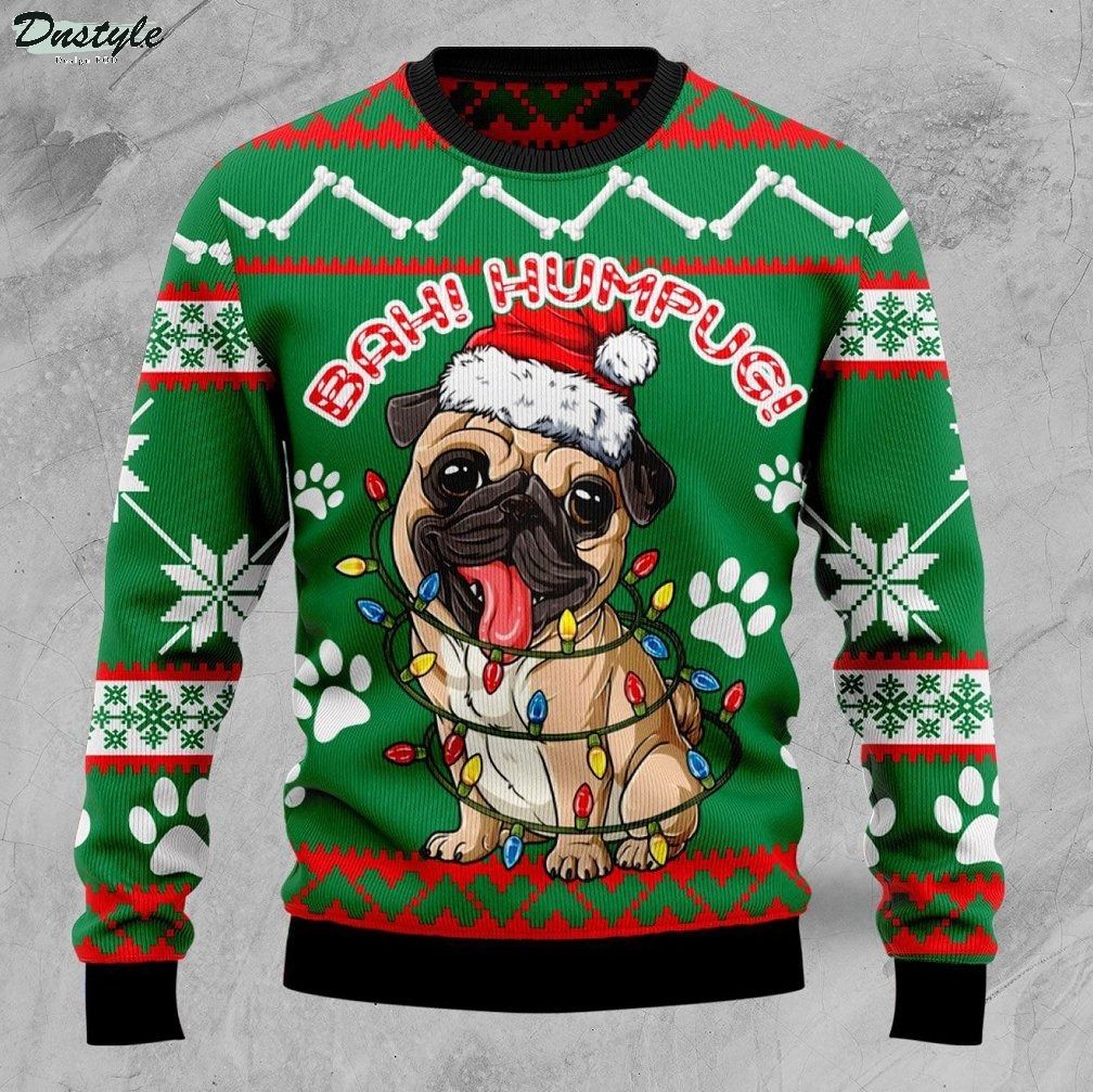 Bah humpug pug dog christmas ugly sweater 1
