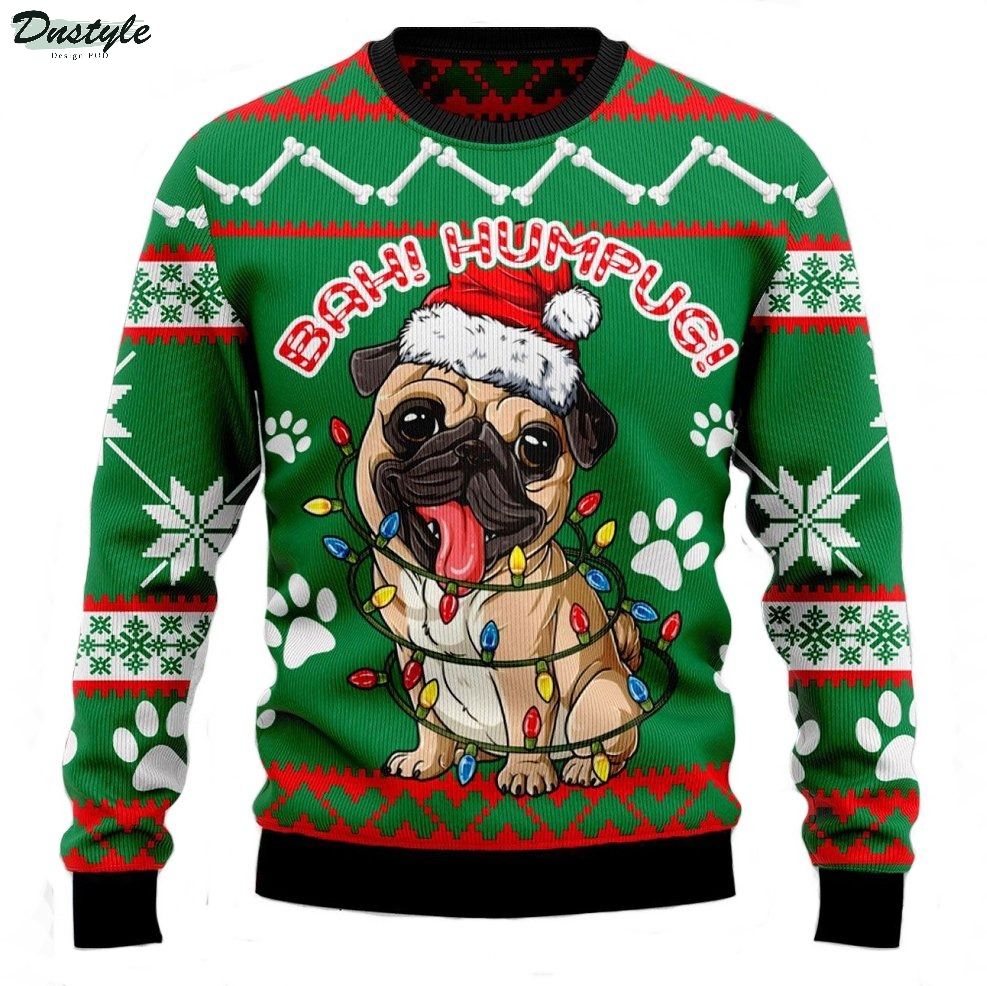 Bah humpug pug dog christmas ugly sweater