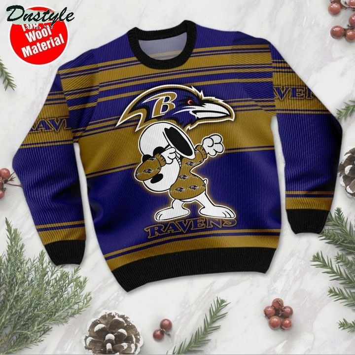 Baltimore Ravens Snoopy Dabbing Ugly Christmas Sweater 1
