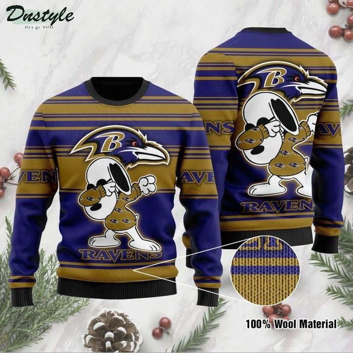 Baltimore Ravens Snoopy Dabbing Ugly Christmas Sweater