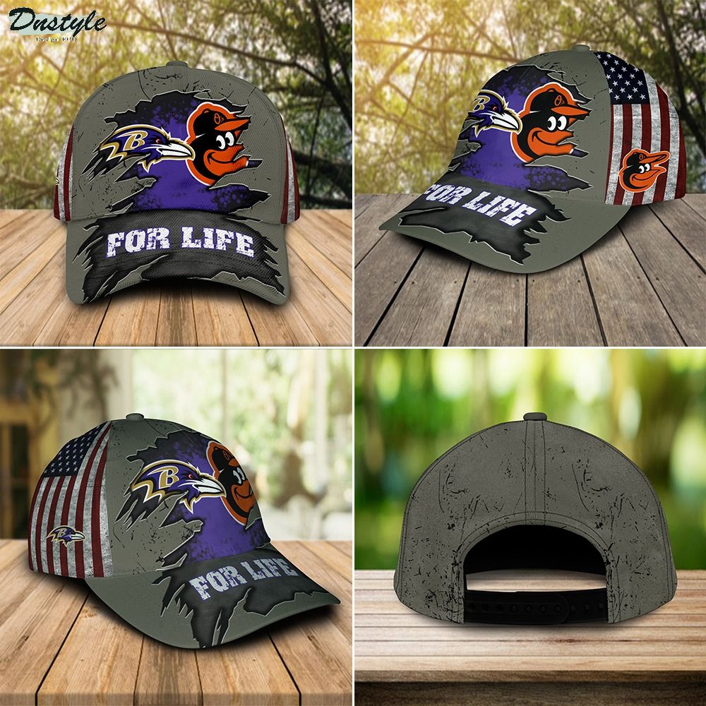 Baltimore ravens and baltimore orioles for life cap hat
