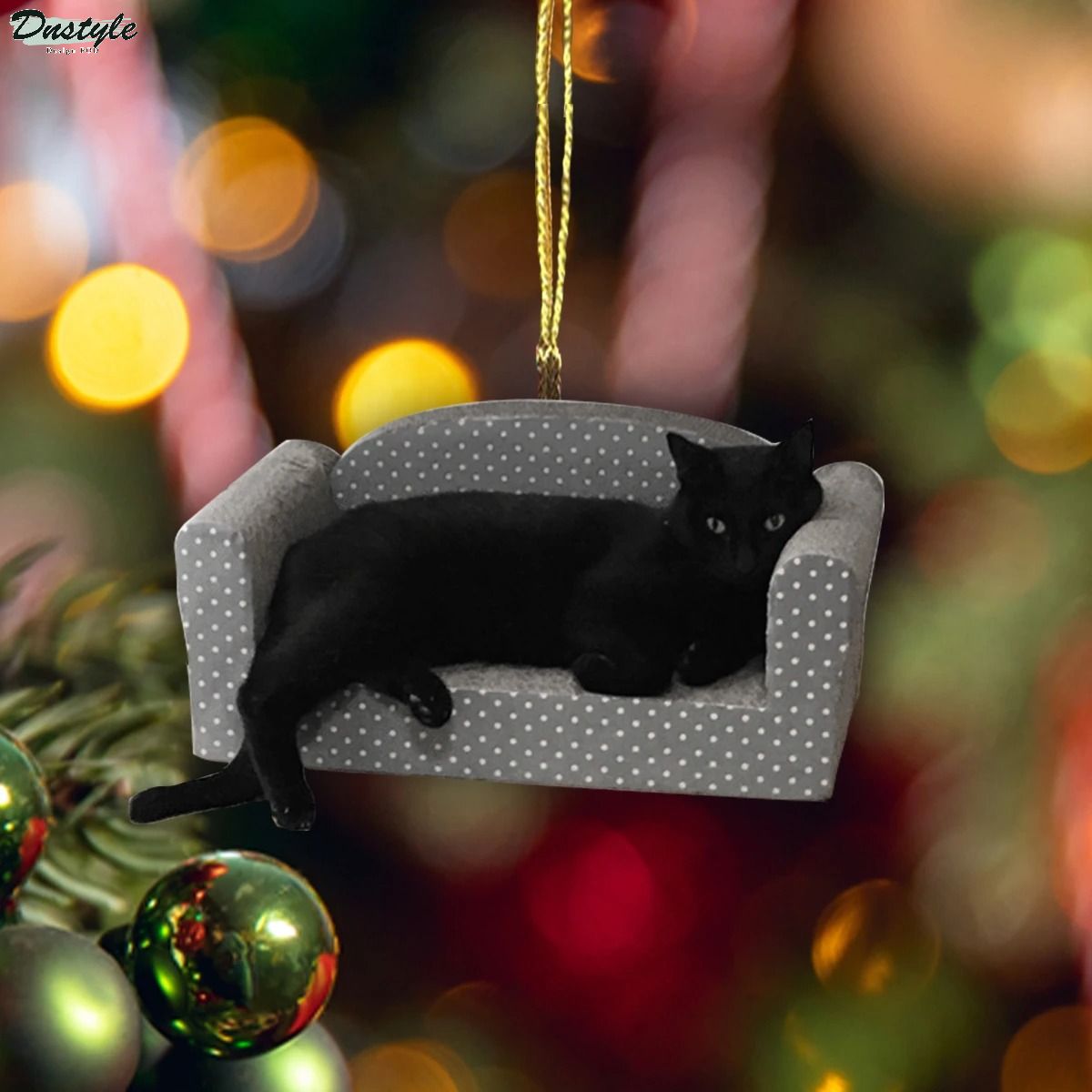 Black cat make me happy merry christmas ornament