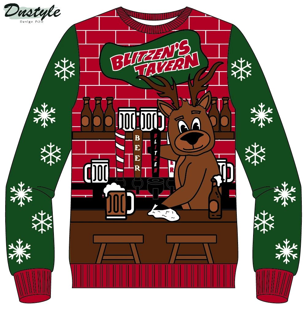 Blitzen's Tavern Beverage Ugly Christmas Sweater