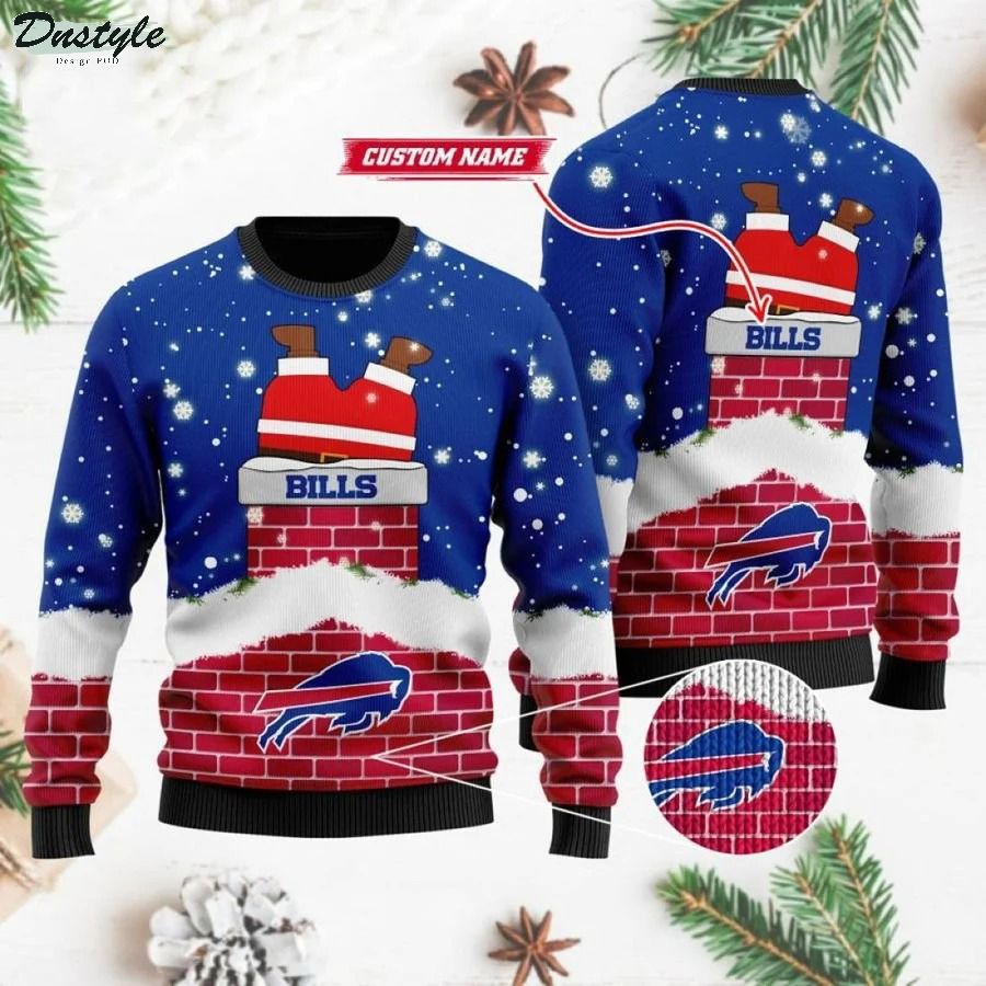 Buffalo Bills Santa Claus Go Down Custom Name Ugly Christmas Sweater