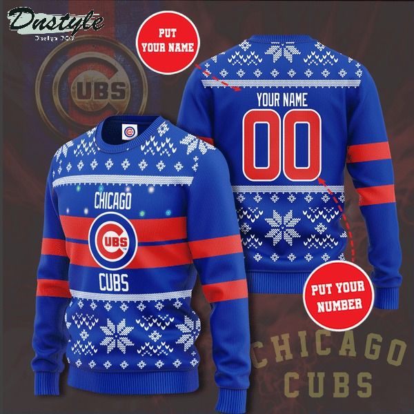 Chicago Cubs MLB custom name and number ugly christmas sweater