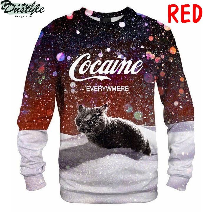 Cocaine snow cat everywhere 3D sweatshirt