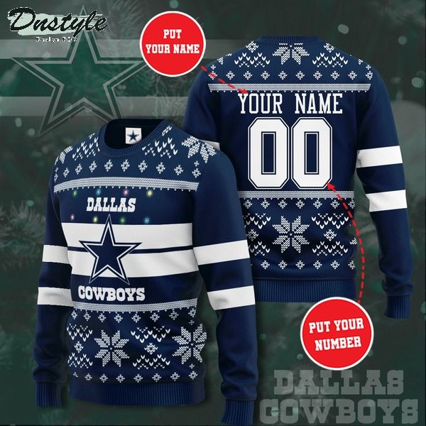 Dallas Cowboys NFL custom name and number ugly christmas sweater