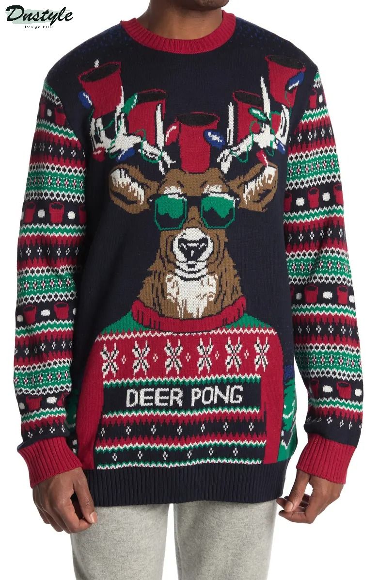 Deer Pong ugly christmas sweater
