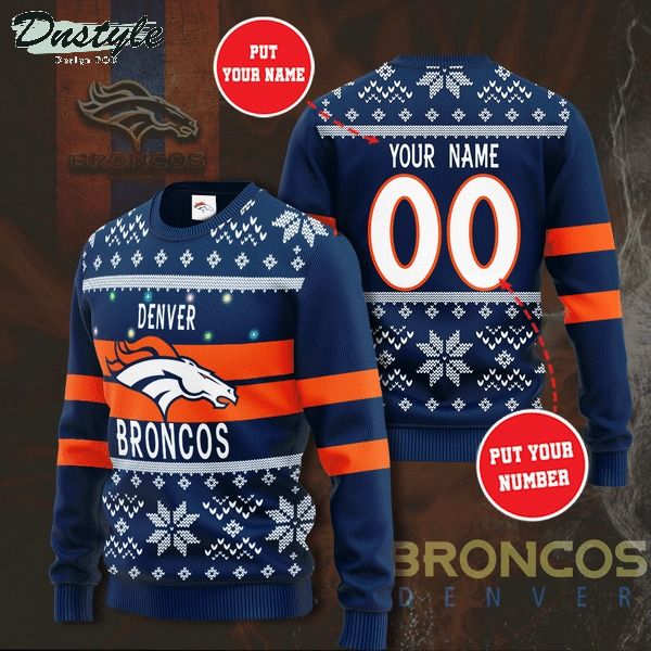 Denver Broncos NFL custom name and number ugly christmas sweater