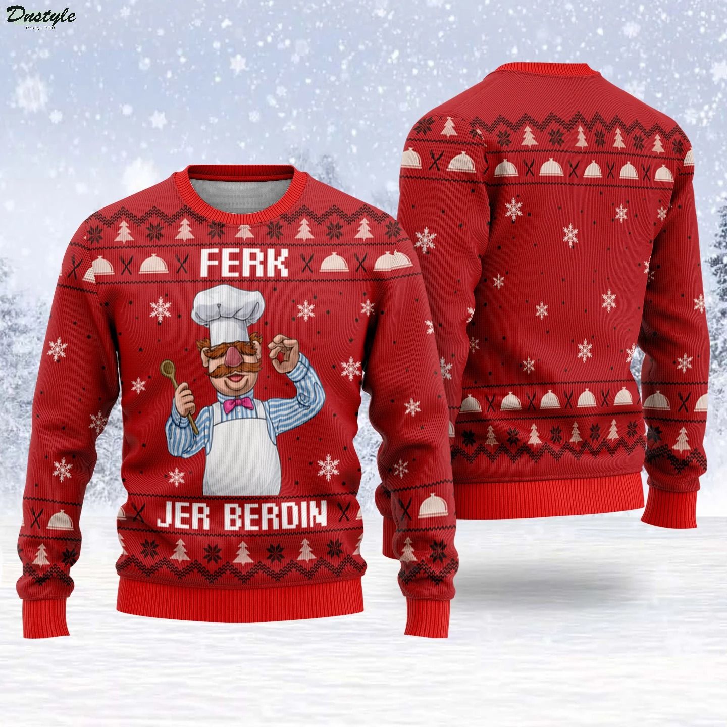 Ferk Jer Berdin The Swedish Chef Red Christmas Ugly Sweater