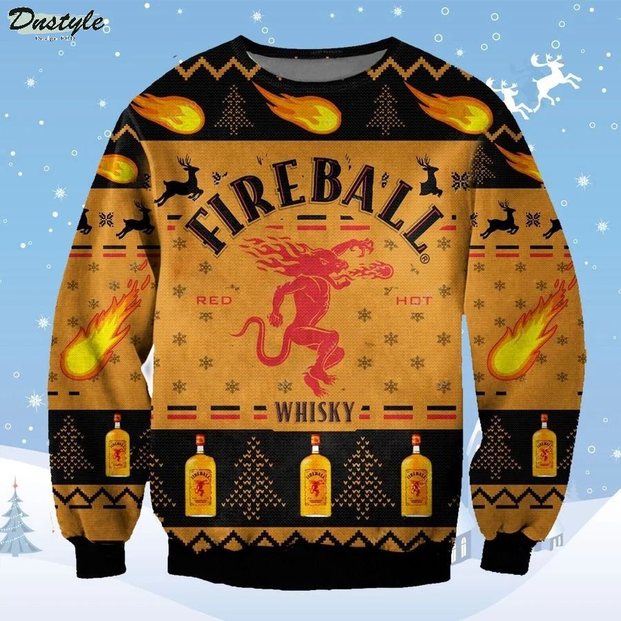 Fireball whisky christmas ugly sweater