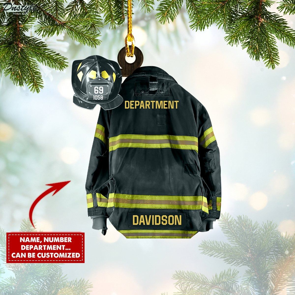 Firefighter Custom Name Number Department Ornament