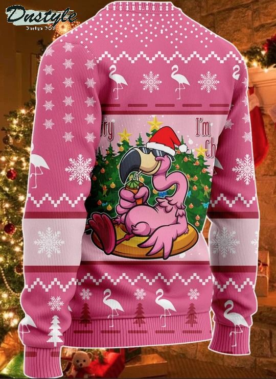 Flamingo merry drunk I'm christmas ugly sweater 1