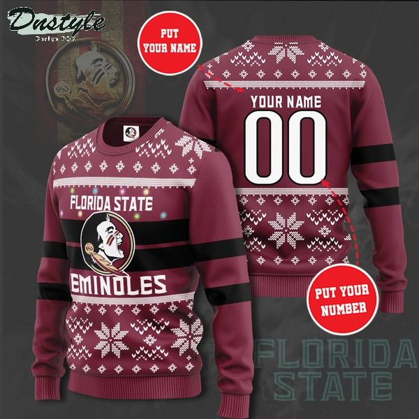 Florida State Seminoles NCAA custom name and number ugly christmas sweater