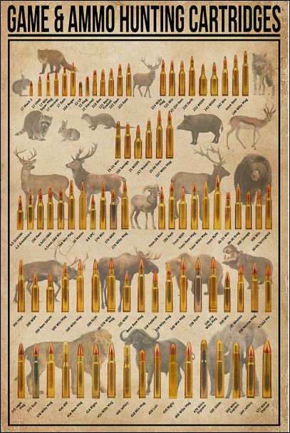Game and ammo hunting cartridges poster