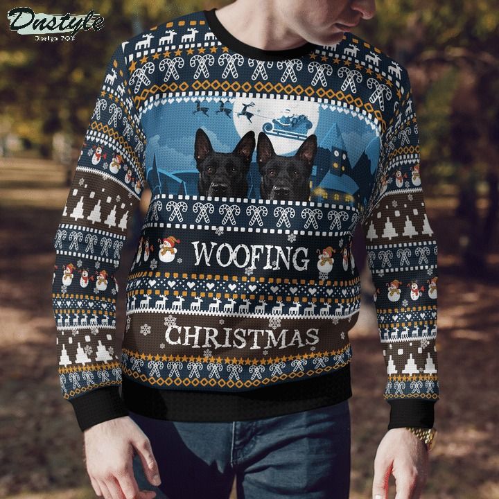 German shepherd woofing christmas ugly sweater 1