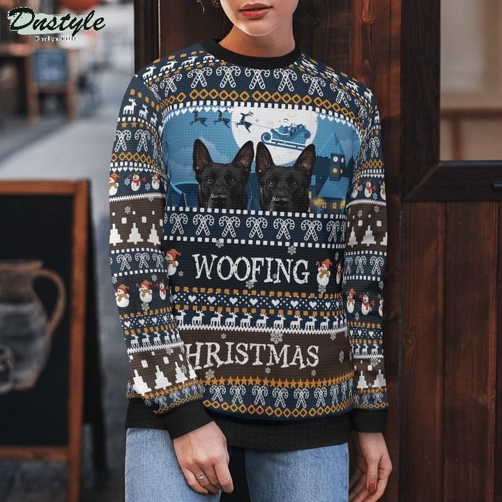 German shepherd woofing christmas ugly sweater 2