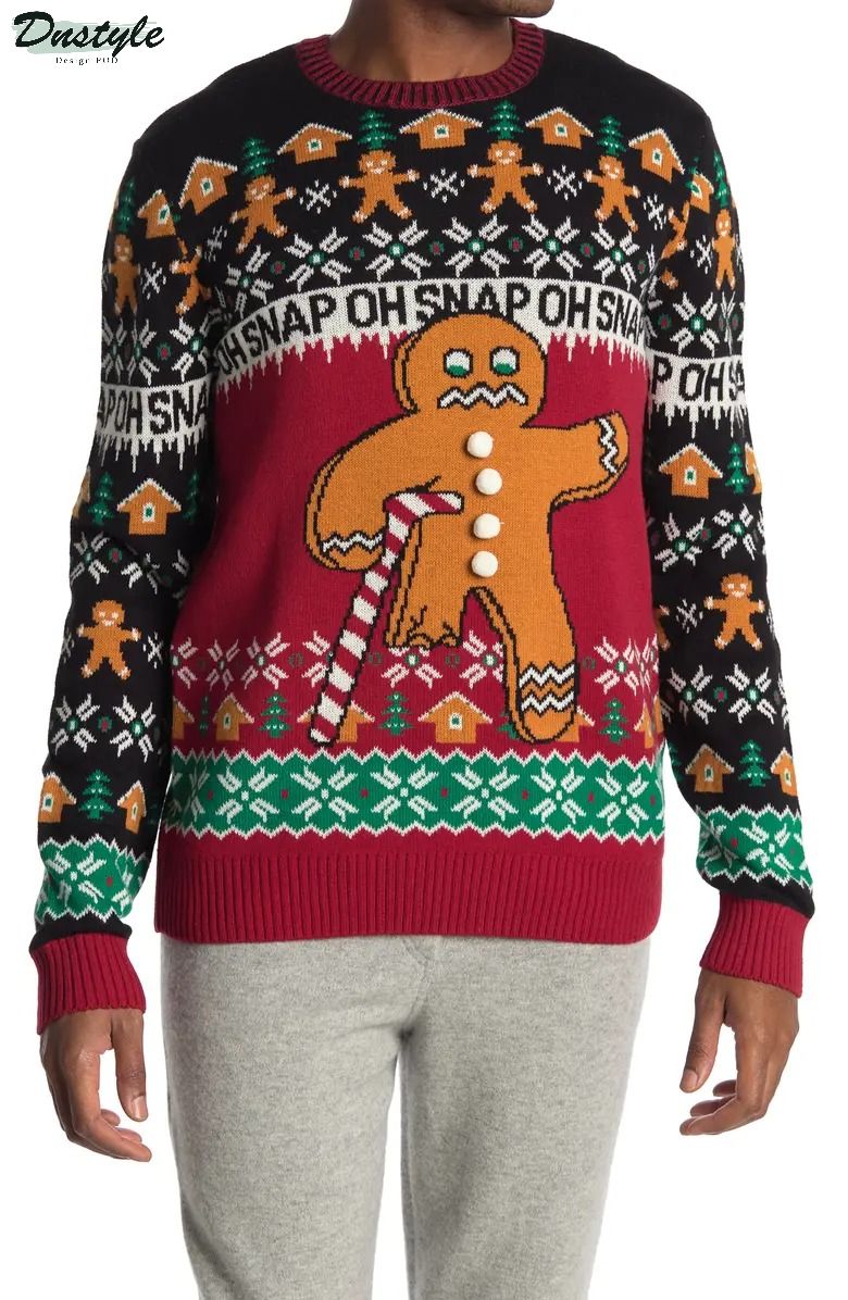 Gingerbread Man Oh Snap Ugly Christmas Sweater