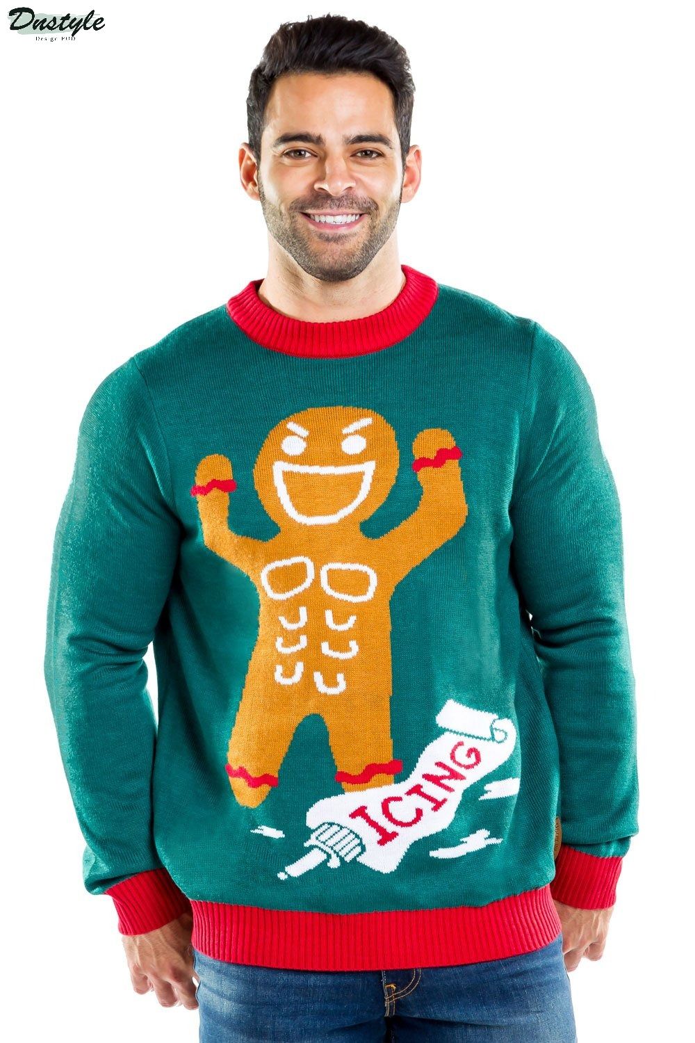 Gingerbread man roid rage ugly christmas sweater 1